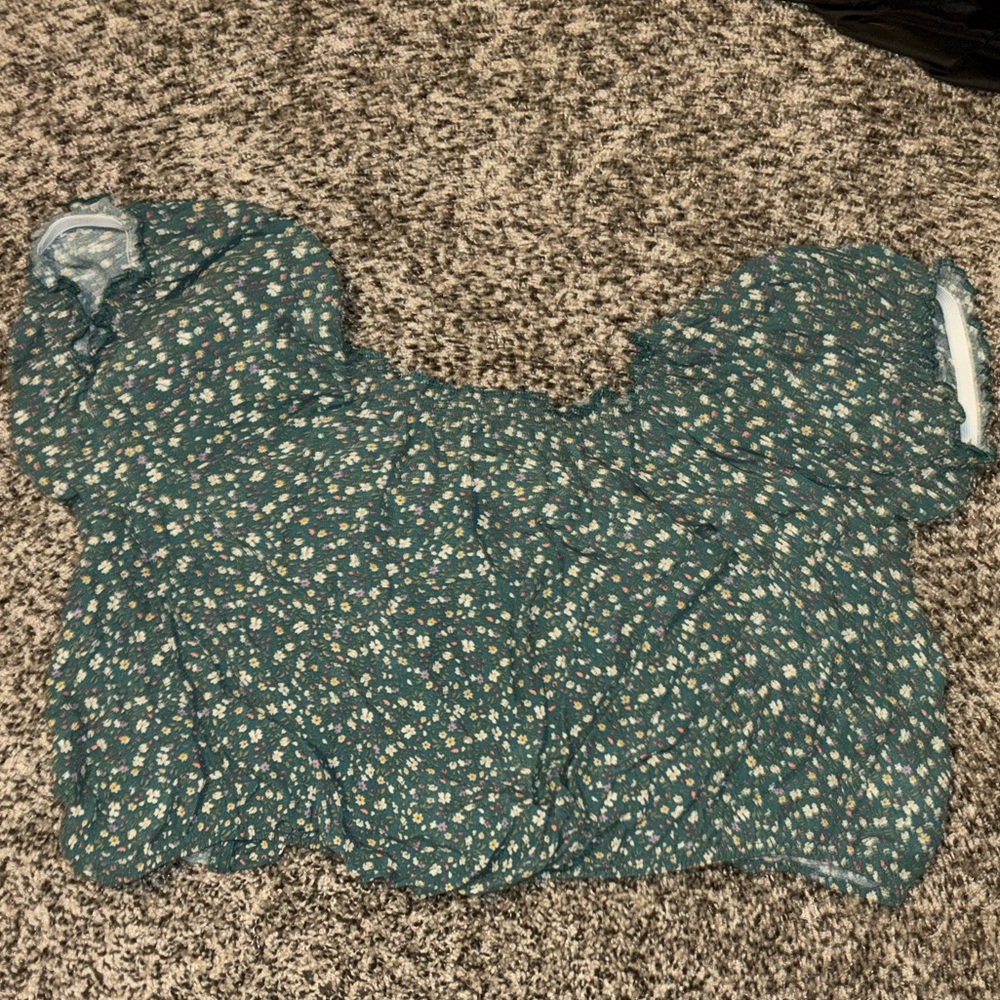 American Eagle Outfitters Tie Back Blue Floral Blouse
